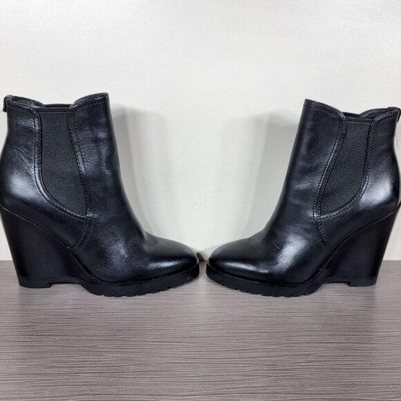 Michael Kors Thea Wedge Chelsea Boots, Black Leather, Womens Size 6 M - Picture 6 of 11
